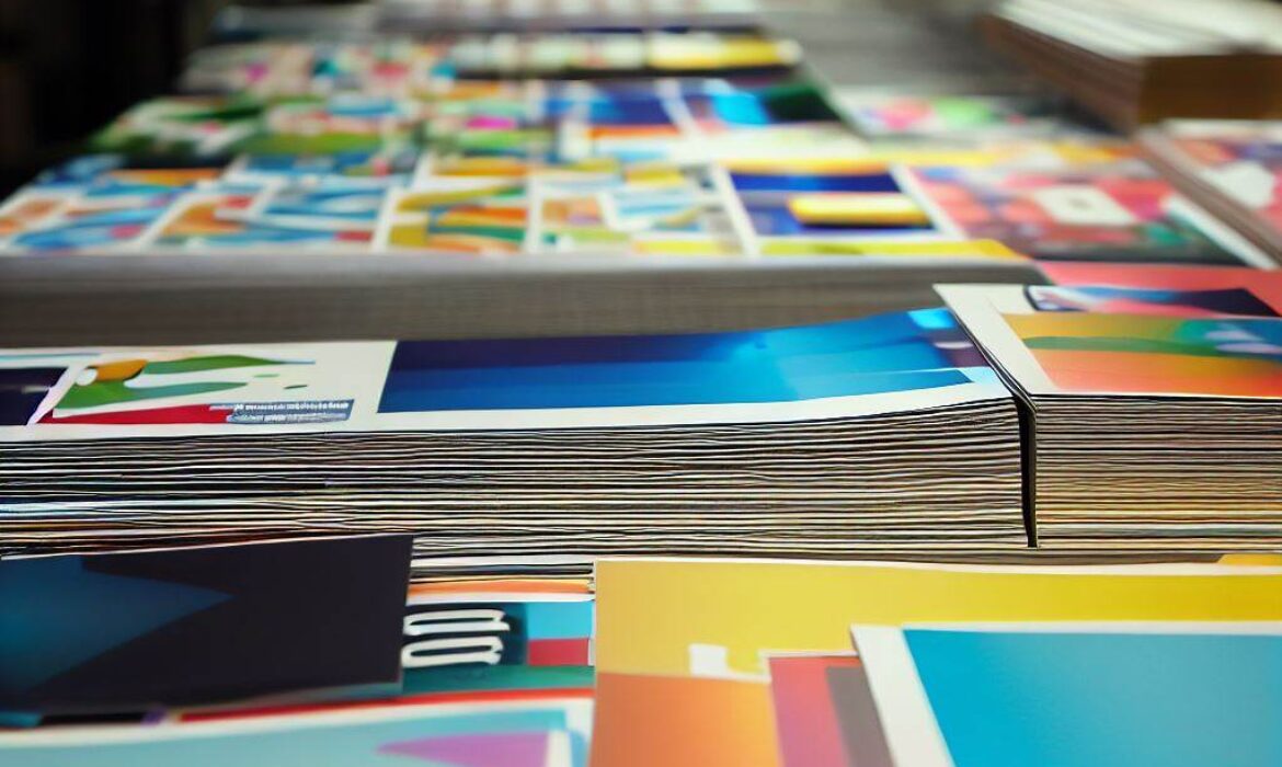 Liels daudzums mārketinga materiālu uz galda